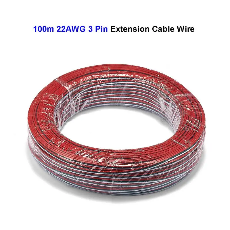 3 Pin 22AWG 20AWG 18AWG электрические провода 100 м удлинитель для 5050 WS2811 WS2812 светодиодные ленты светильник контроллер SM JST разъем