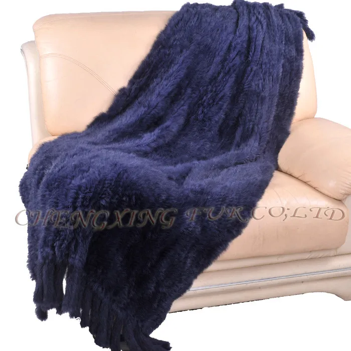 CX-D-20A много цветов ручной работы китайский дешевый натуральный кроличий мех вязаное одеяло с бахромой