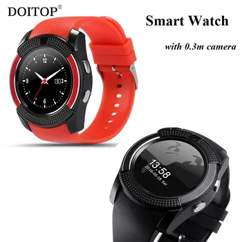 DOITOP Fashion Business Bluetooth Smart Watch Clock Sleep Tracking Pedometer Support SIM TF Card Smart Watch with 0.3M Camera