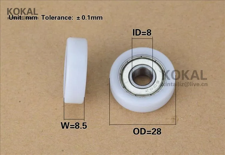 [F0828-8.5] 1 шт. Высокое качество шариковый подшипник 608ZZ пластиковый плоский роликовый шкив плоского типа подшипник роликовые колеса 8*28*8,5 мм