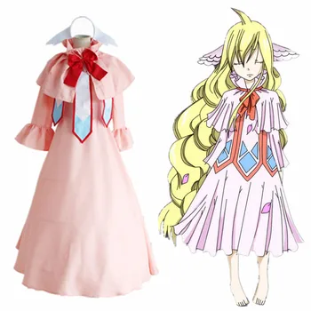 

Anime Fairy Tail Cosplay Costume First Guild Master Mavis Vermilion Cosplay Dress For Girl Pink Dresses Outfit