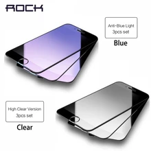 ROCK 3PCS 2PCS Tempered Glass for iPhone 6 6S 7 8 Plus Blue Clear Screen Protector for iPhone 8 7 6 6s Plus Film Glass Protector