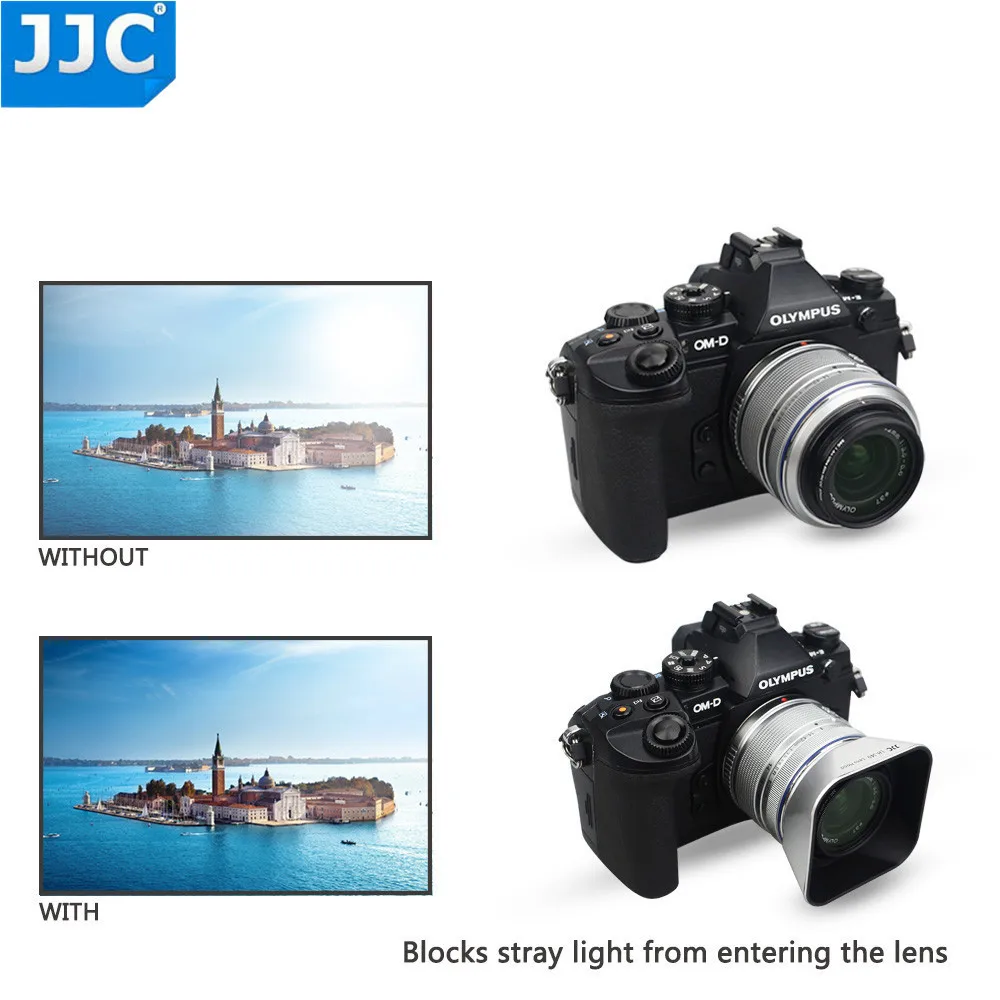 JJC LH-J40 черная реверсивная квадратная бленда объектива для Olympus M. ZUIKO DIGITAL 14-42mm 1:3. 5-5,6 II R заменяет Olympus LH-40 BLACK