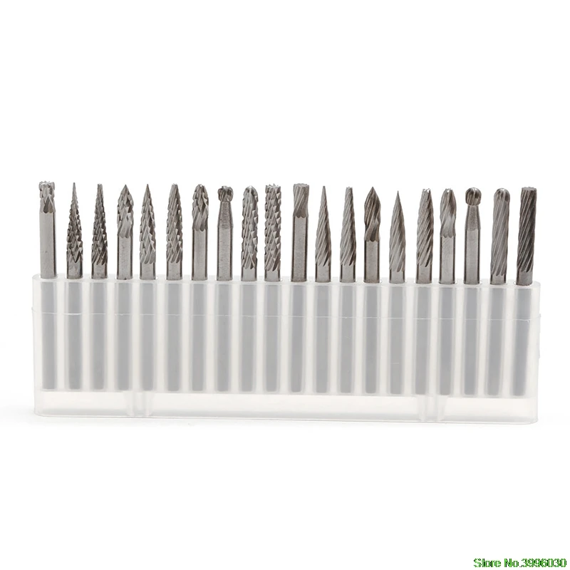 

New 20Pcs 1/8" 3mm Tungsten Carbide Cutter Rotary Burr Set CNC Engraving Bit Set