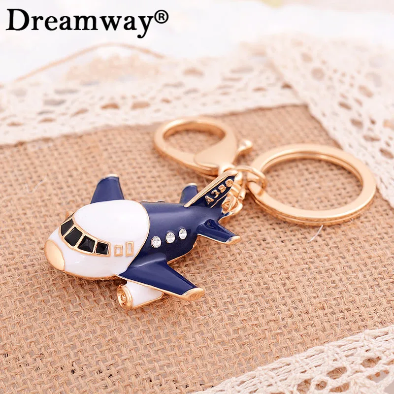 Buy crystal airplane key chain lovely rhinestone enamel plane toy keychains for