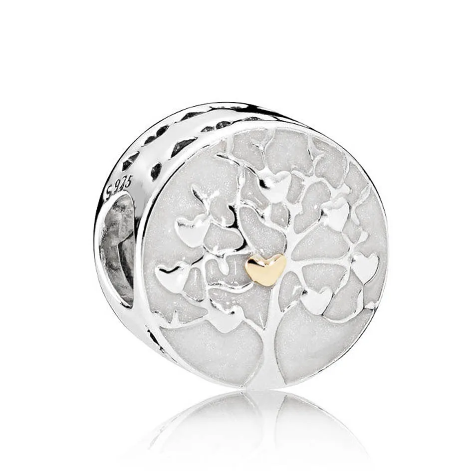 925 пробы серебро DIY Ювелирные изделия дерево очарование сердца fit Pandora браслет леди Эмаль бисера подарок для девочек