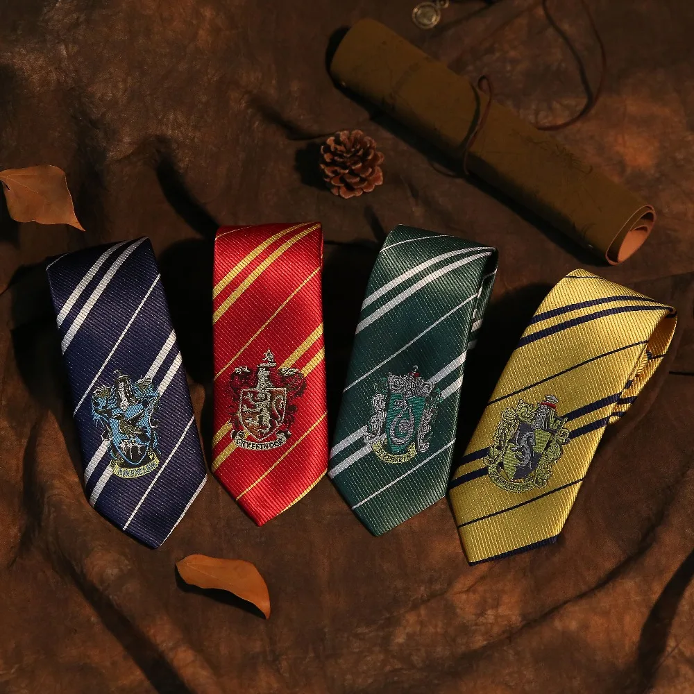 

Harry Potter Tie Halloween Cosplay Accessories Gryffindor Slytherin Hufflepuff Ravenclaw Necktie Gift Kids Adults Dropshipping