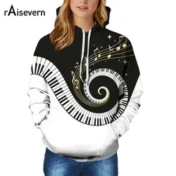 Raisevern 2018 пары пианино Толстовка Модные, с музыкальными нотами Steetwear 3d пуловер Harajuku толстовки с длинными рукавами Прямая поставка