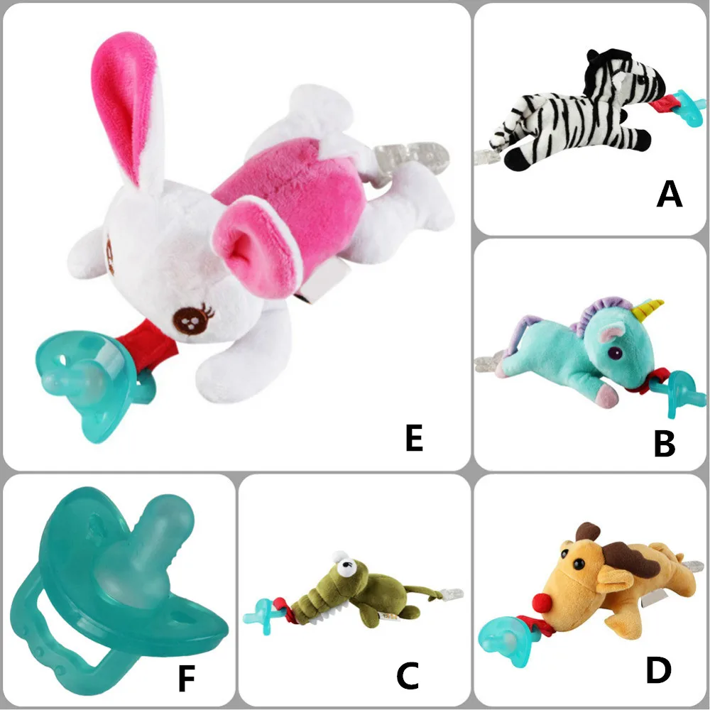 Детские Висячие Тип плюшевые в форме животного Успокаивающая игрушка комфорт игрушка с зажимом без съемный соска