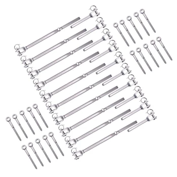 

Adjustable T316 Stainless Steel Deck Cable Track Kit For Wood Posts,Swage Turnbuckle 10 Pieces,Eye End Wood Screw Stair Rails,