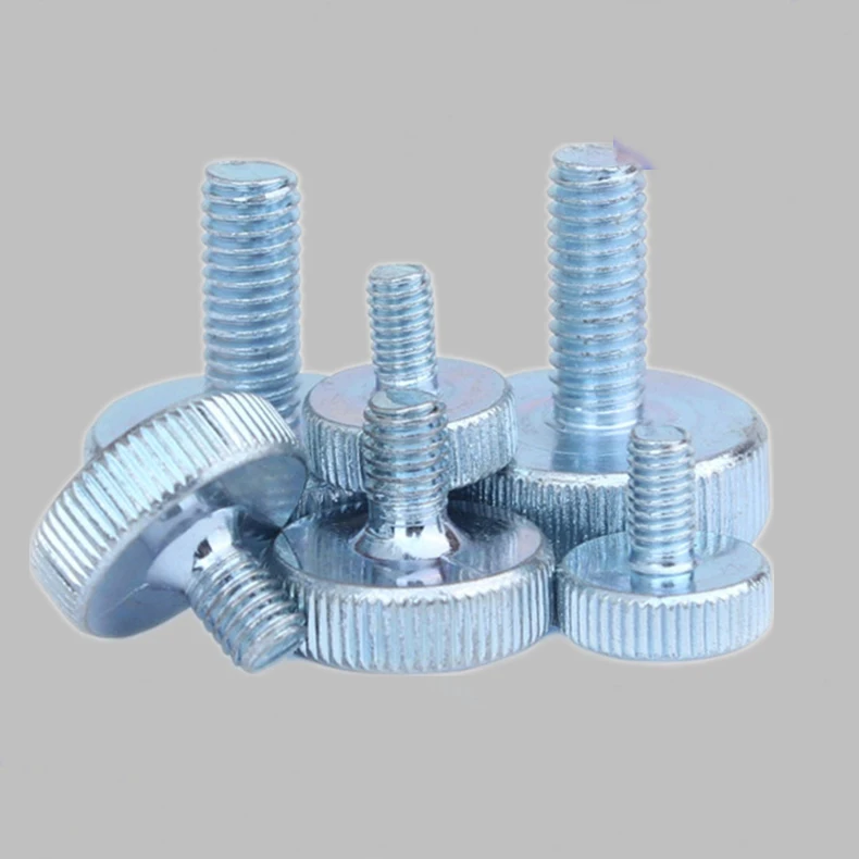 10pcs M3 M4 Flat head Hand Tighten Galvanized screws Twist Knurled