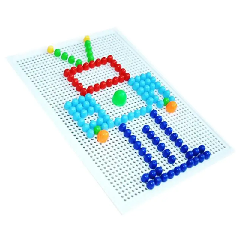 Colorful Pegboard Mushroom Nails Jigsaw Puzzle Toy DIY Pattern Puzzles