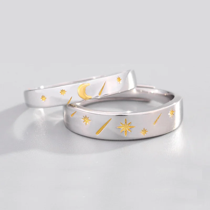

925 Sterling Silver Moon and Star Love Ring Lovers' ring boyfriend girlfriend gift men women ring lady jewelry