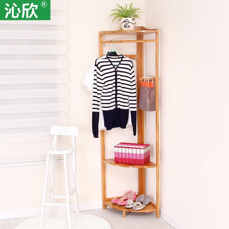  Corner corner frame wood coat rack hanger floor corner bedroom creative simple clothes rack hangers - 32546401039