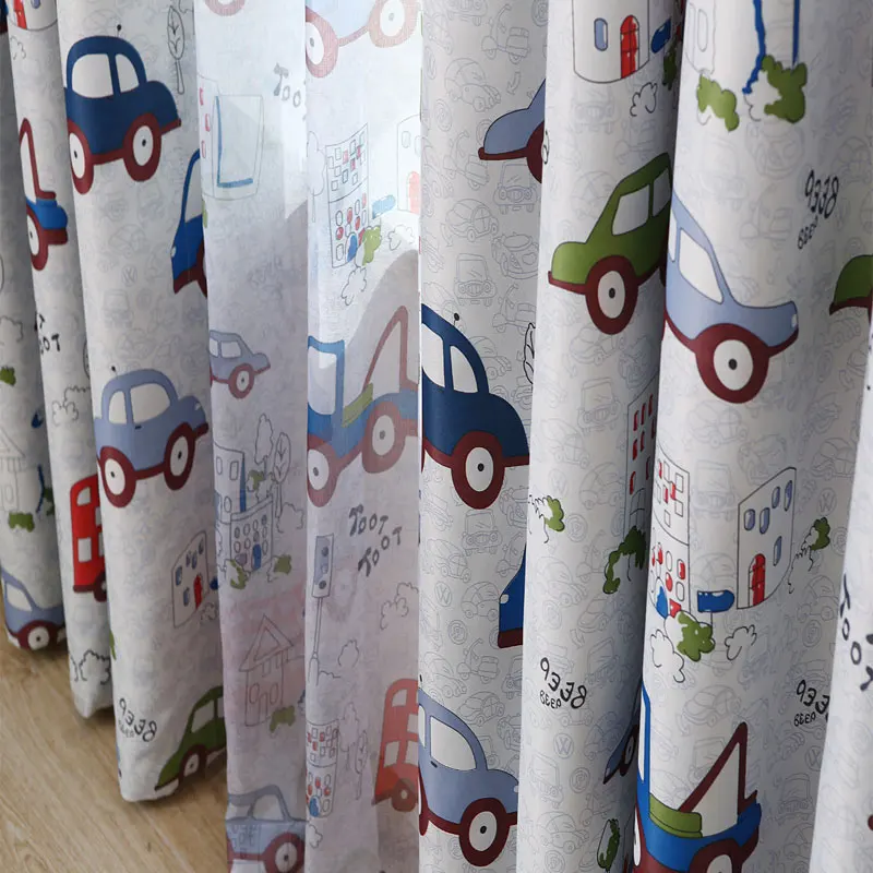 Jealous Cartoon Car Curtains Window Treatments Sheer Curtains For Kids