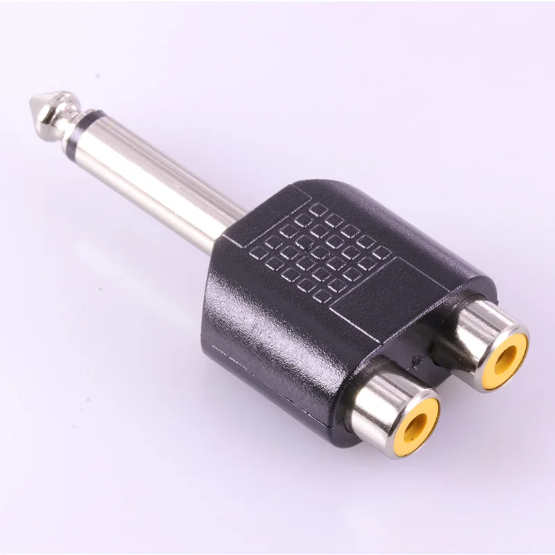 30 шт. 6.35mm RCA разъем моно 6 35 мм для 2xRCA Джек адаптер M F Аудио Видео Кабель