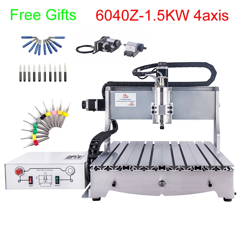 

4axis CNC milling machine 6040Z-1.5KW Metal engraving machine water cooling spindle