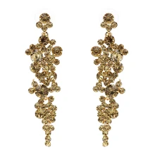 Новые Горячие Длинные польские модные нежные брендовые Цветочные блестящие сладкие металлические с кристаллами серьги с крупным кристаллом для женщин девочек