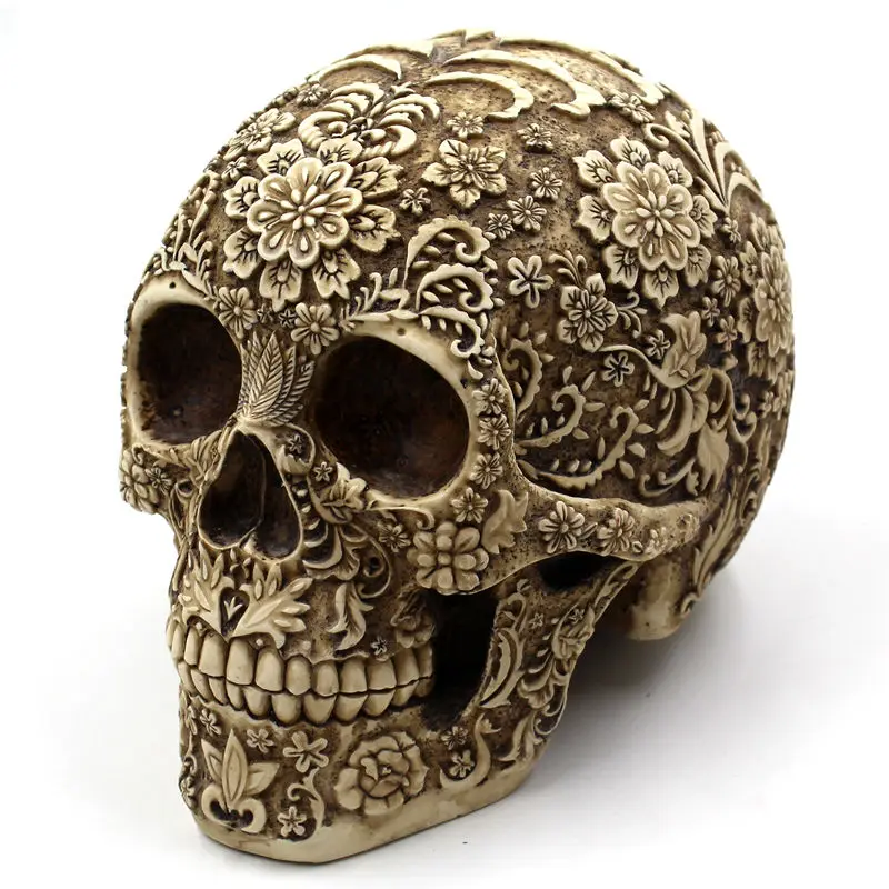 Хэллоуин для дома, бара, настольный декоративное ремесло человеческий череп смоляная маска кластер цветок человеческий скелет череп украшение с коробкой