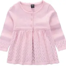 Весенне-осенний Модный повседневный однотонный вязаный пуловер; свитера для детей; хлопковый свитер; топ для девочек; вязаный кардиган