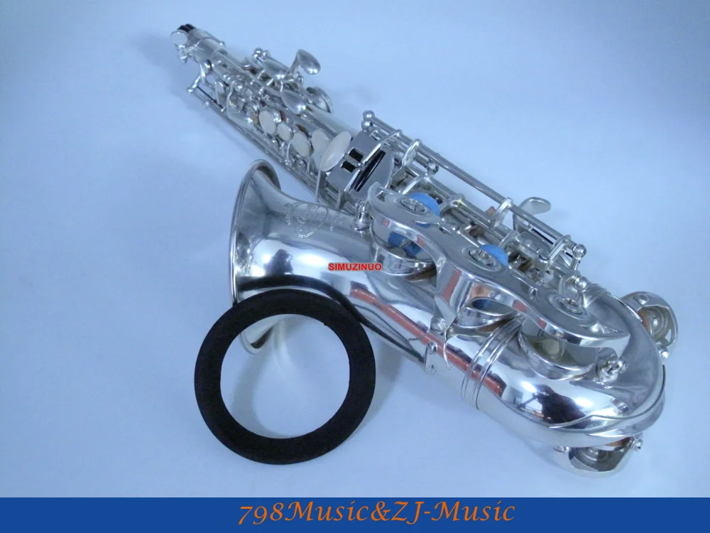 

Silver Plated Curved Soprano Saxophone Bb key to High F key FREE LORICO Saxophone Ring Mute