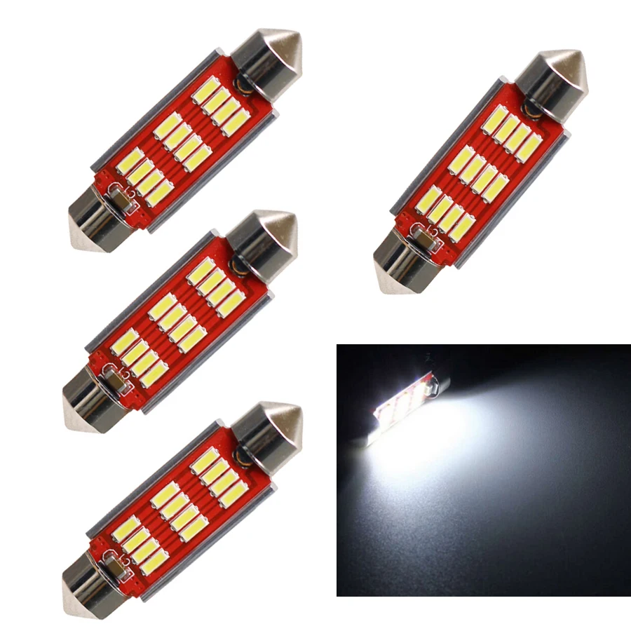 Гирлянда ксеноновые Белый C5W C10W SV8.5 лампы 4014 12SMD Canbus Нет Ошибка Авто светодиодные лампы интерьера Купол автомобилей Чтение свет DC12V 4 шт