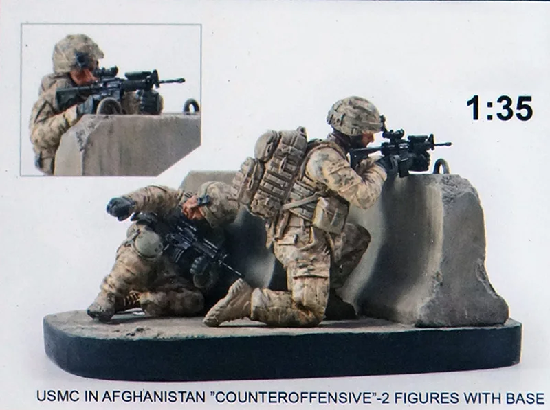 Resin Kits 1 35 Scale USMC IN AFGHANISTAN COUNTEROFFENSIVE 2 Figures Kits with base soldiers