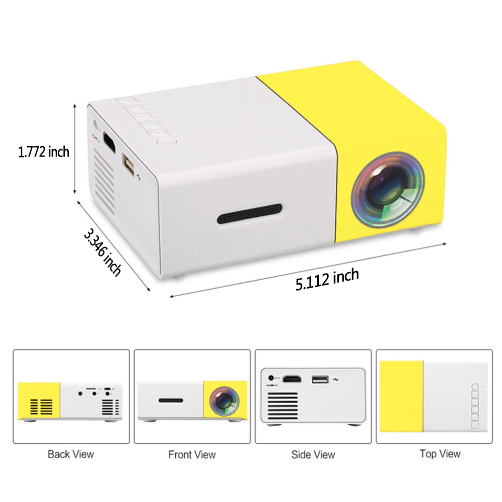 YG300 Mini Portable Projector 1080p Android LED Projector 600 Lumen 3.5mm AUX 320x240 Pixels HDMI USB 3D Home Theater Projector