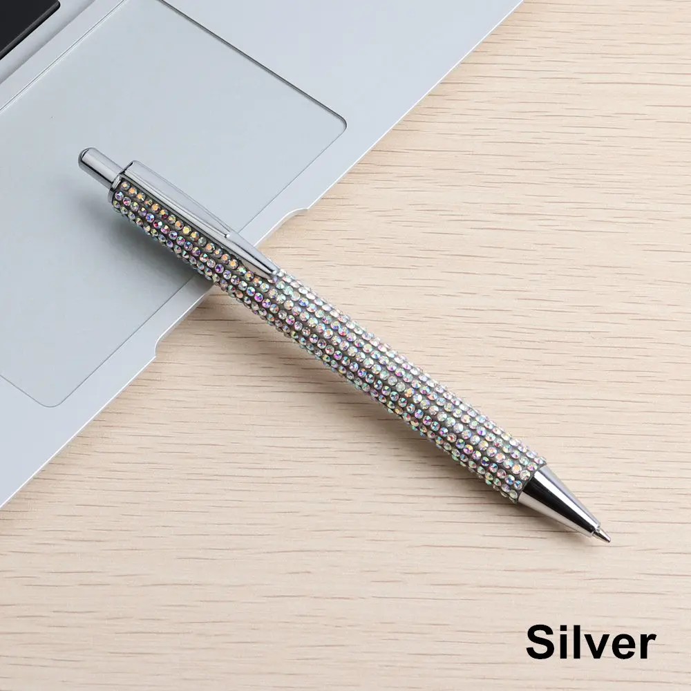 1 шт. Хрустальная шариковая ручка пресс стиль Роскошные хрустальные ручки для школы офисный бизнес подарок канцелярские принадлежности G2 заправка 0,7 мм черный синий - Цвет: 1PCS Silver