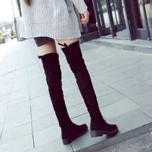 Winter Flats Oxford Women’s Shoes Heels PU Over The Knee Boots Woman Famale Slip On Rubber Sole Fashion Casual Round Toe HY-7958