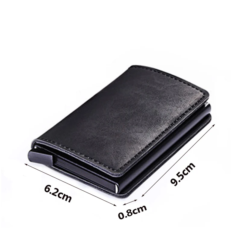 RFID Блокировка винтажный автоматический кожаный держатель для кредитных карт мужской алюминиевый сплав металлический бизнес ID