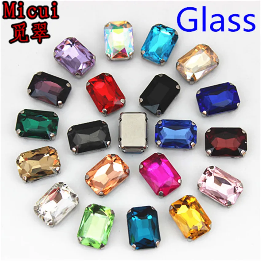 

Micui Octangle glass Crystals Strass Sewing Rhinestones With Claw Crystal Sew On Claw Rhinestones For Wedding DIY MC1004