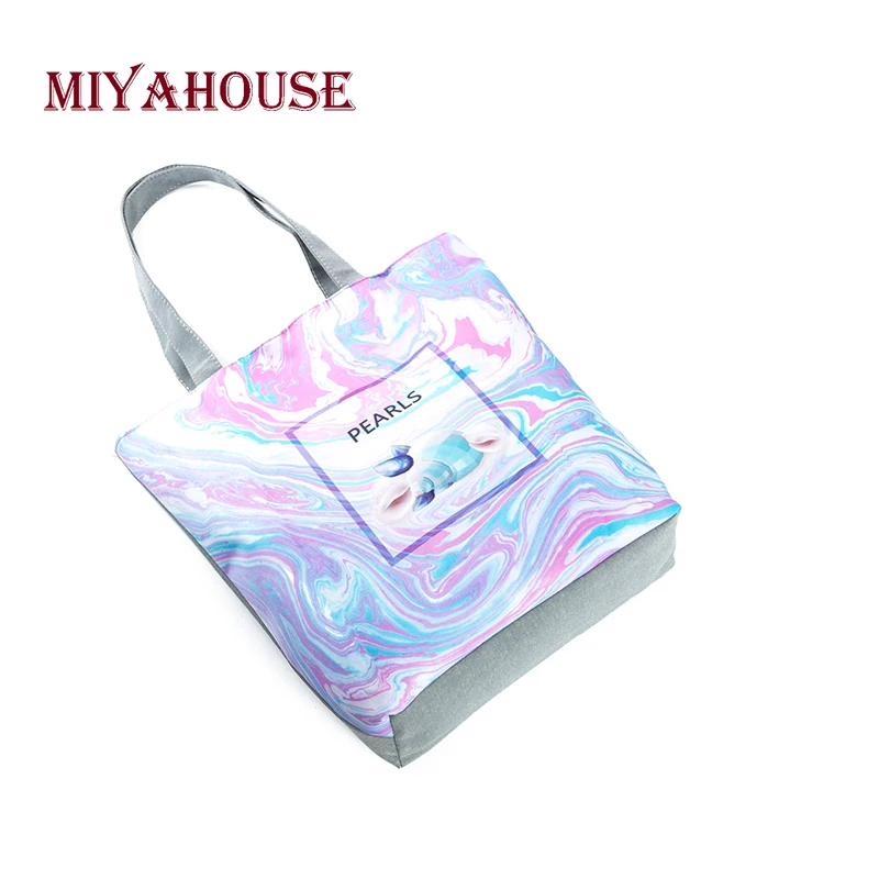 Miyahouse Повседневная цветная сумка с рисунком для женщин мягкая холщовая летняя