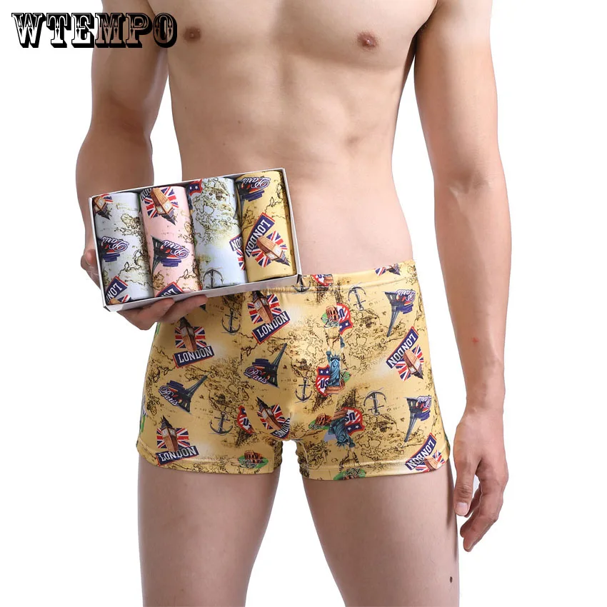 

WTEMPO Brand 4 Pcs\lot Goddess Boxer for Men/ Men's Underwear Shorts Sexy Modal Fashion Comfortable Boxers