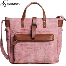 Арт портативный из парусины с кожаной женской 1" ноутбук сумки Повседневная диагональная женская сумка ретро сумка