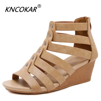 

KNCOKAR New Trendy Summer Sandals Are The Bohemian Wedge And Plus-Size Comfy Gladiator Womens Sandals 35-42