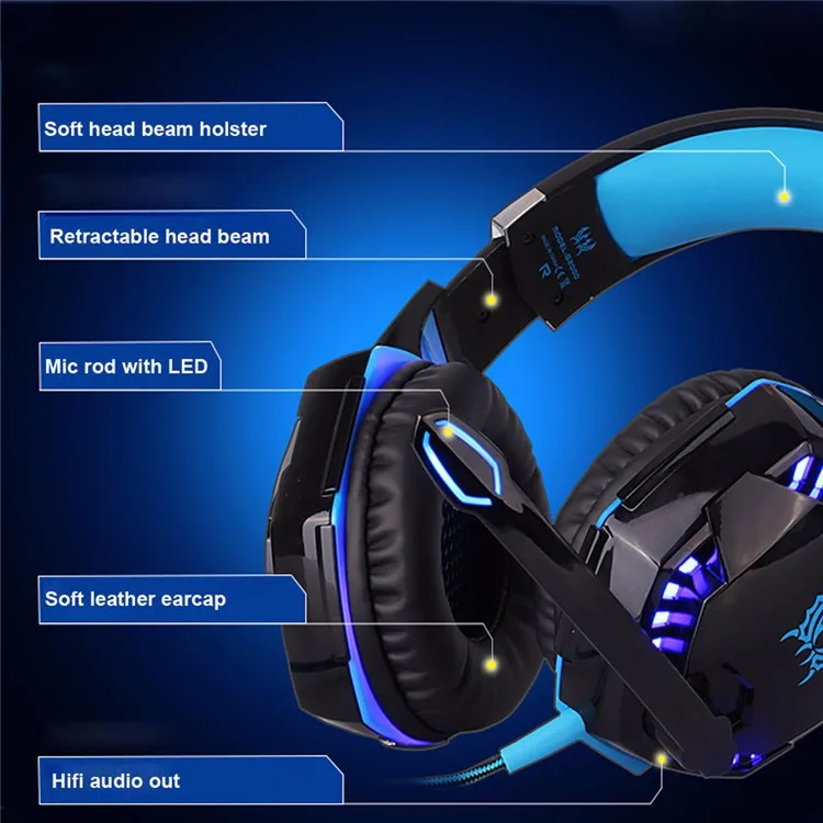 EACH G2000 Over-ear Gaming Headphone Headset Earphone With Mic Stereo Surrounded Bass LED Light For PC Game (17)