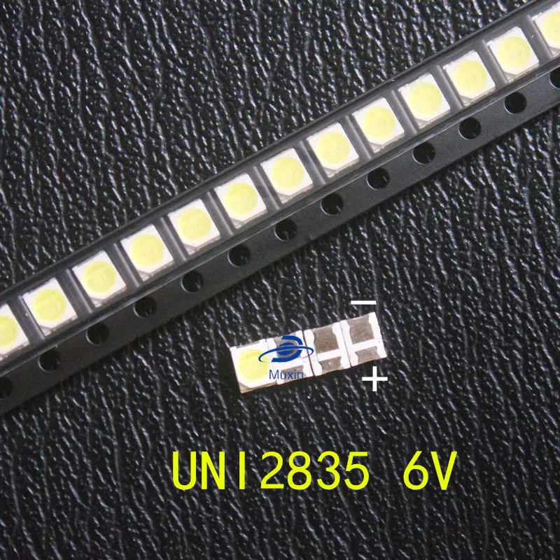 

2000PCS/lot Original UNI LED 3528 2835 1210 Light Beads High Power 1W 6V Cool white For LED LCD TV Backlight Applicatio