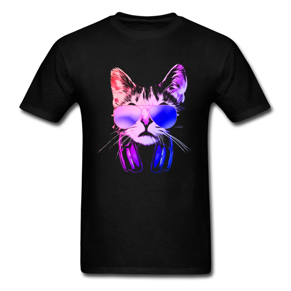 Рубашка для взрослых крутая неоновая футболка DJ Cat мужские футболки в стиле хип