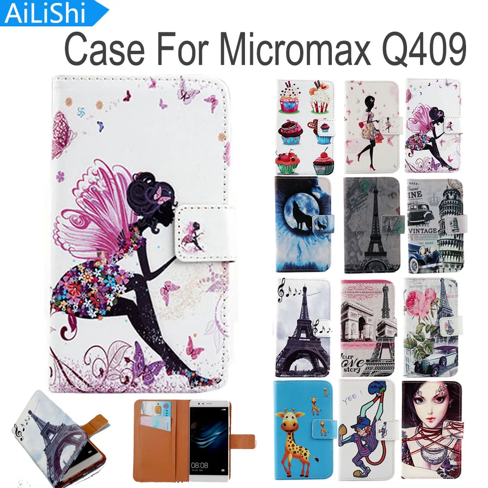 

AiLiShi Book Flip PU Leather Case For Micromax Q409 Case New Arrive Cartoon Painted Protective Cover Skin With Card Slot