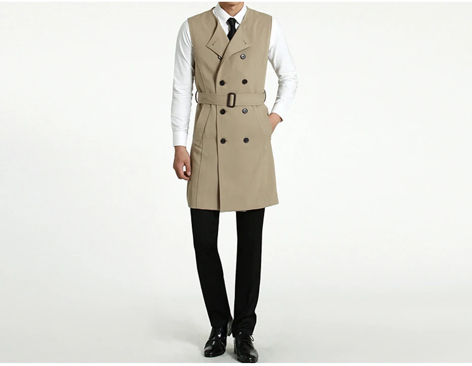 S-6XL 2 шт./компл. Для мужчин Тренч(длинное платье-майка для девочек; комплект для новорожденных+ пальто) Повседневное одноцветное двубортное Slim Fit Пальто Для мужчин штормовка для 18447-5