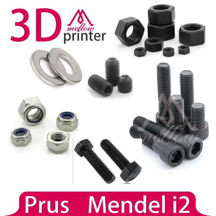 

DIY Mendel i2 3D Printer parts Fasteners-Screws Bolts+ Nuts+ Washers, Reprap Mendel i2 Hardware Kit