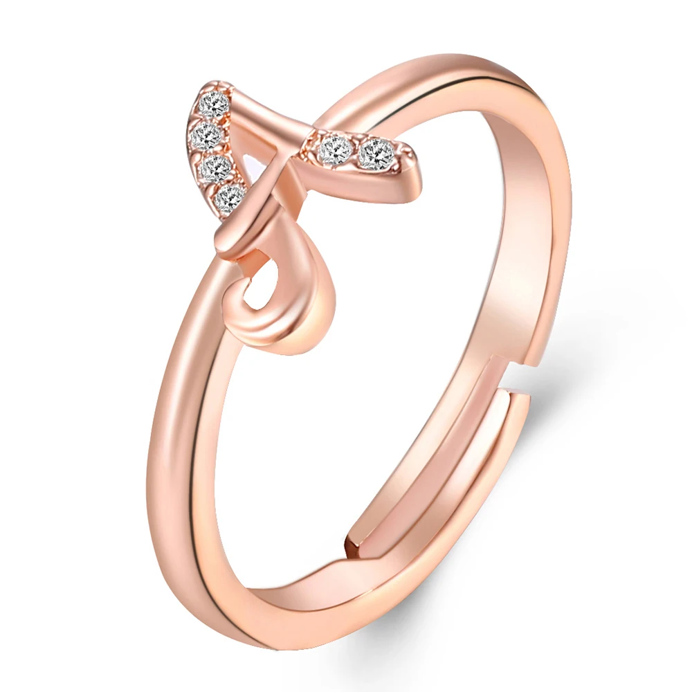 Fashion A-Z 26 Letter Rings For Women 2018 New Rose Gold Silver Color Engagement Wedding Name Ring Female Statement Jewelry 1PC