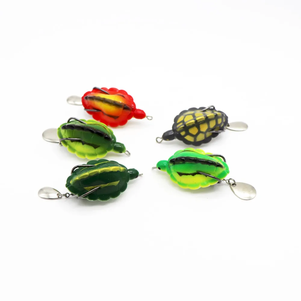 

Gorgons 1Pcs Artificial Tortoise Floating Bait Top Water Double BKK Hooks Smart Tortoise Fishing Soft Frog lure