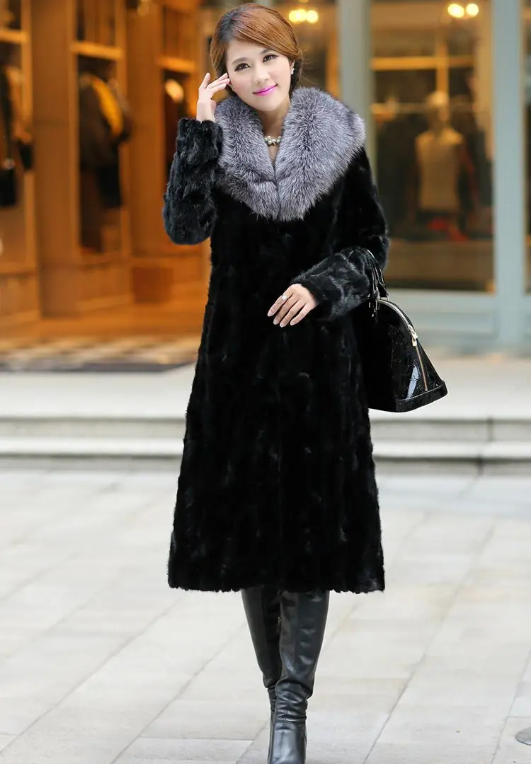 Taille 1 Épais Renard La Vison Chaud Mince Imitation X Pardessus Pleine D'hiver Le Dame Plus Cardigan Tournent Manteau Bas Long 2 Femme Vers PE1Fx