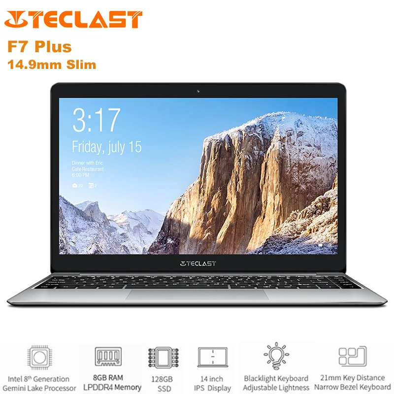 Teclast F7 плюс тонкий Тетрадь 14,0 ''Windows 10 Intel Близнецы озеро N4100 4 ядра 1,1 GHz 8 GB Оперативная память 128 GB SSD HDMI 6500 mAh ноутбук