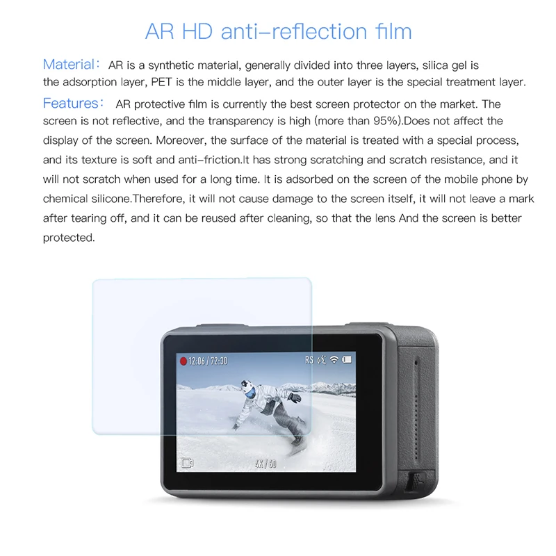 AR films HD Anti-reflection film Screen lens Protective film Explosion-proof for dji osmo action sport camera Accessories