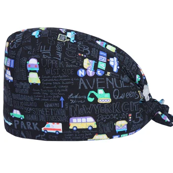 

Car Bus Medical Surgical Cap Women Men Scrub Caps Veterinary Tieback Work Hat Hospital Accessory Dentist Clinic Doctor Nurse Hat