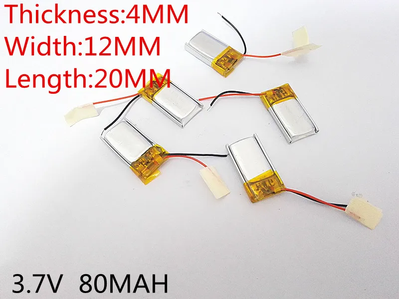 3.7V lithium polymer battery 041220 401220 80mah MP3 MP4 MP5 Bluetooth headset | Электроника