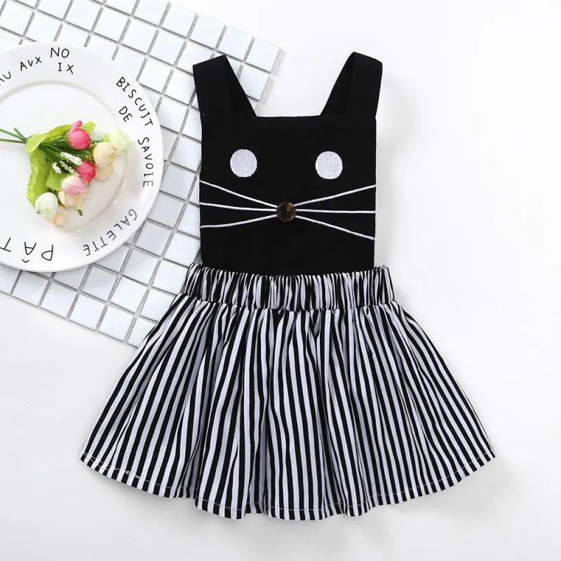 

0-3T Kid Dress Girls Cartoon Print Button Decoration Tutu Princess Party Dresses Baby Dress Infant Baby Girl Patchwork Clothes